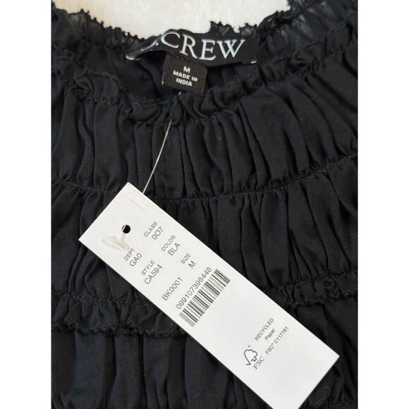 J Crew Black Top Sleeveless Tank Ruffled Shell Cropped Blouse M NWT - Picture 4 of 8